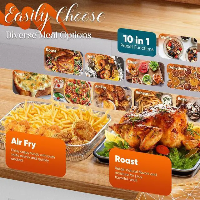 Alt view image 5 of 7 - Nuwave Bravo Pro Convection Air Fryer Toaster Oven Combo, 2025 New and Improved, 10-in-1, 50°-450°F Temp Controls, Quick & Even Crisp Technology, 21Qt Capacity, Cozy Blue, PFAS Free