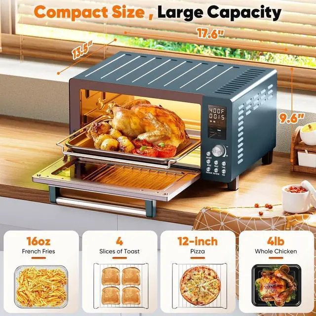 Alt view image 7 of 7 - Nuwave Bravo Pro Convection Air Fryer Toaster Oven Combo, 2025 New and Improved, 10-in-1, 50°-450°F Temp Controls, Quick & Even Crisp Technology, 21Qt Capacity, Cozy Blue, PFAS Free