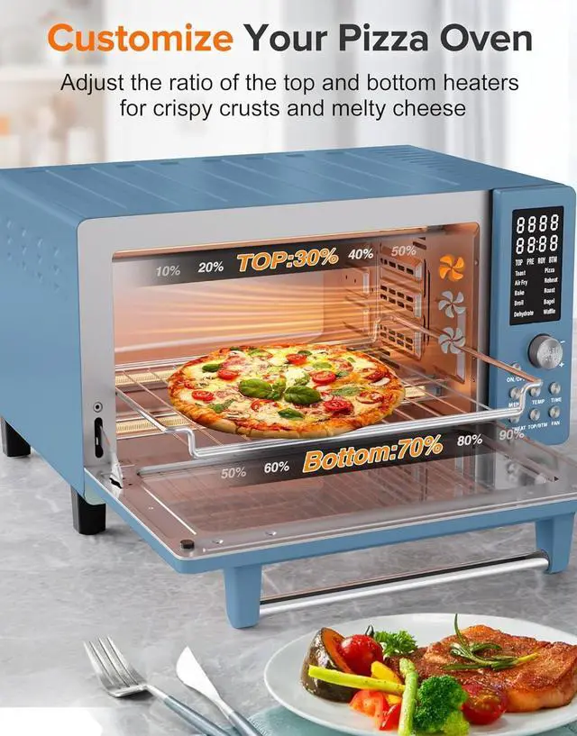 Alt view image 5 of 7 - Nuwave Bravo Pro Smart Air Fryer Toaster Oven Combo, Airfryer Convection Oven Countertop, 10-in-1 Functions with Quicker & Even Crisp Technology, 1800W, 50-450°F, PFAS-Free, 21QT, Cozy Blue