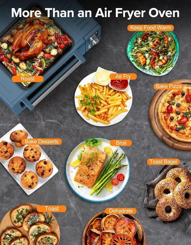 Alt view image 7 of 7 - Nuwave Bravo Pro Smart Air Fryer Toaster Oven Combo, Airfryer Convection Oven Countertop, 10-in-1 Functions with Quicker & Even Crisp Technology, 1800W, 50-450°F, PFAS-Free, 21QT, Cozy Blue