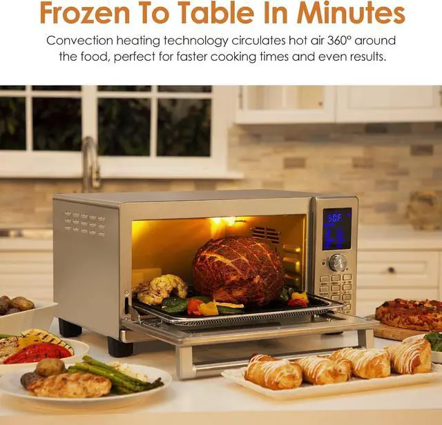Alt view image 2 of 7 - Nuwave Bravo XL Air Fryer Toaster Smart Oven, 12-in-1 Countertop Grill/Griddle Combo, 30-Qt XL Capacity, 50F-500F adjustable in precise 5F increments, Integrated Smart Thermometer, Linear T Technology
