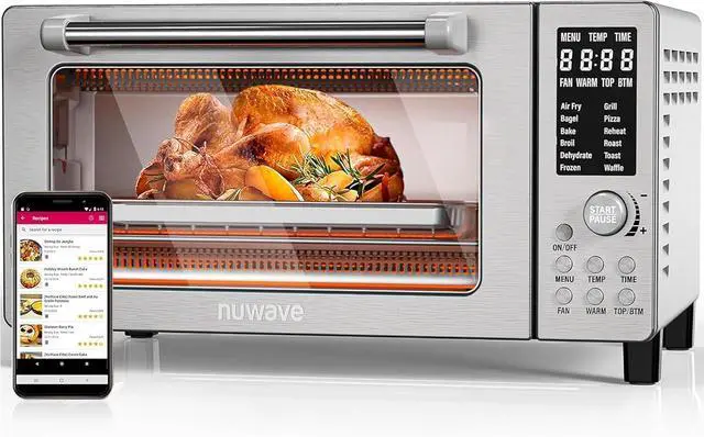 Main image of Nuwave Bravo Air Fryer Toaster Smart Oven, 10-in-1 Countertop Convection, 1800 Watts, 21-Qt Capacity, 50°-450°F Temp Controls, Top and Bottom Heater Adjustments 0%-100%, PFAS Free, Stainless Steel