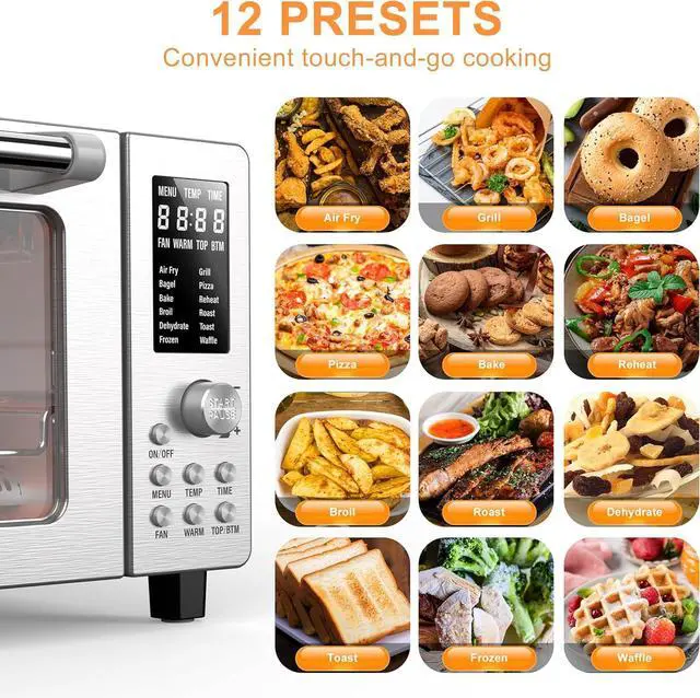 Alt view image 2 of 7 - Nuwave Bravo Air Fryer Toaster Smart Oven, 10-in-1 Countertop Convection, 1800 Watts, 21-Qt Capacity, 50°-450°F Temp Controls, Top and Bottom Heater Adjustments 0%-100%, PFAS Free, Stainless Steel
