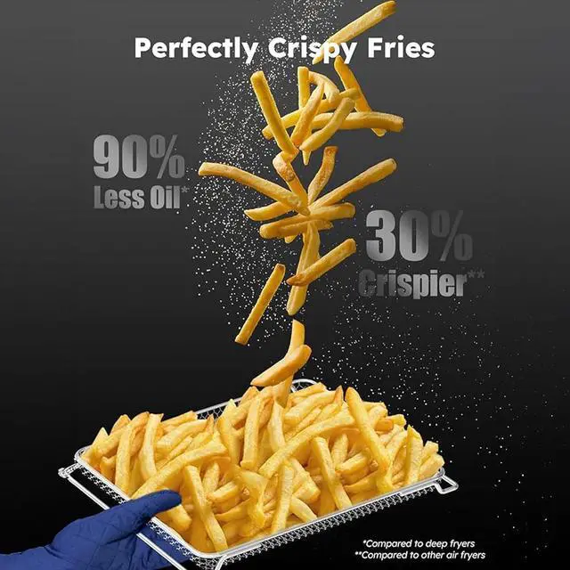 Alt view image 3 of 7 - Nuwave Bravo Air Fryer Toaster Smart Oven, 10-in-1 Countertop Convection, 1800 Watts, 21-Qt Capacity, 50°-450°F Temp Controls, Top and Bottom Heater Adjustments 0%-100%, PFAS Free, Stainless Steel