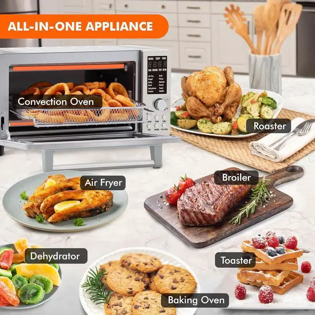 Alt view image 5 of 7 - Nuwave Bravo Air Fryer Toaster Smart Oven, 10-in-1 Countertop Convection, 1800 Watts, 21-Qt Capacity, 50°-450°F Temp Controls, Top and Bottom Heater Adjustments 0%-100%, PFAS Free, Stainless Steel