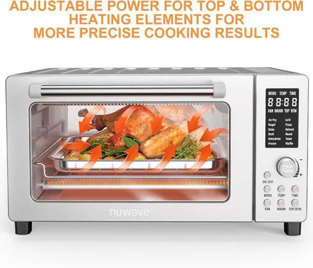 Alt view image 6 of 7 - Nuwave Bravo Air Fryer Toaster Smart Oven, 10-in-1 Countertop Convection, 1800 Watts, 21-Qt Capacity, 50°-450°F Temp Controls, Top and Bottom Heater Adjustments 0%-100%, PFAS Free, Stainless Steel