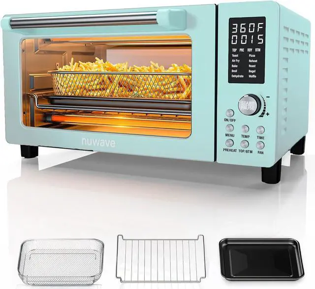 Main image of Nuwave Bravo Pro Smart 21QT Toaster Oven Air Fryer Combo, Convection Oven Countertop, 10 functions all in 1, with even & quick crisp technology, 50-450°F, 1800W, Mint Green