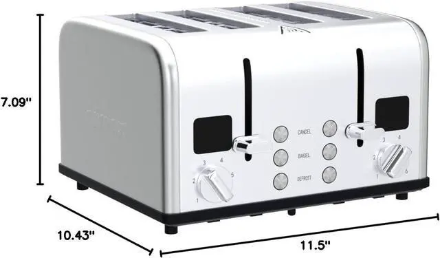 Alt view image 7 of 7 - CUSIMAX 4 Slice Toaster, Ultra-Clear LED Display & Extra Wide Slots, Dual Control Panels of 6 Shade Settings, Cancel/Bagel/Defrost Function, Removable Crumb Trays, Stainless Steel Toaster
