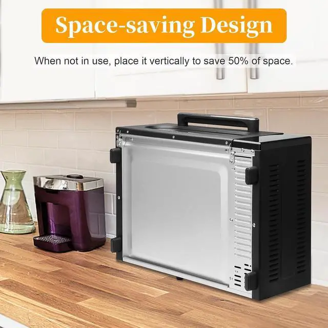 Alt view image 5 of 7 - SEEDEEM 10-in-1 Air Convection Toaster Oven, 15L Convection Toaster Oven Cooker with Color LCD Display and Touch Screen, Toaster, Air Fryer, Dehydrate, 4 Accessories Included, 1800W, Black