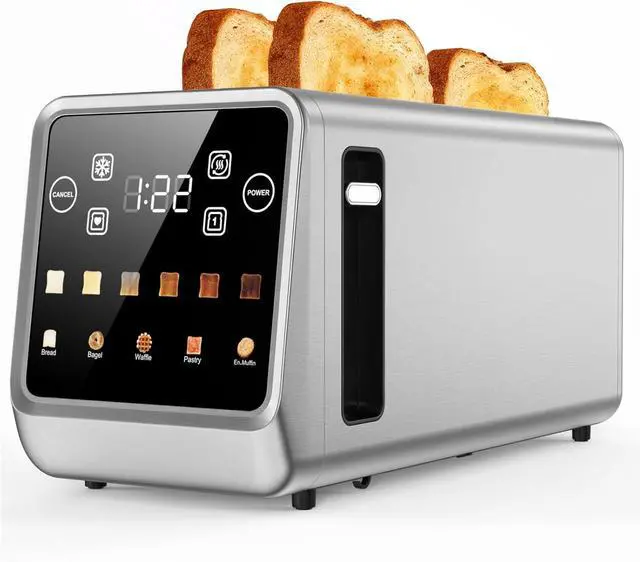 Main image of 4-Slice Smart Toaster with Touch Screen | 1400W Fast Even Toast & Stainless Steel | 2x1.5" Extra-Wide Slots for Bagels | Memory Function, 6 Shade Settings