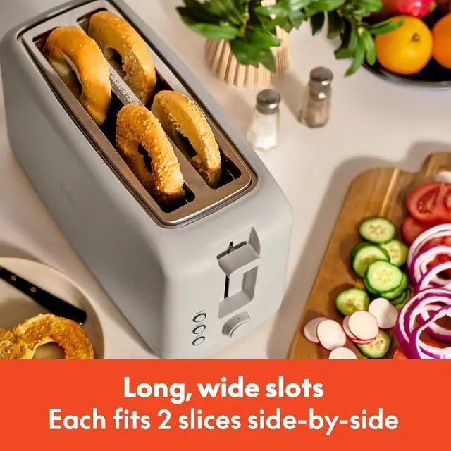 Alt view image 3 of 7 - bella 4 Slice Slim Toaster, Fits-anywhere Kitchenware, 6 Setting Shade Control with Reheat & Cancel Buttons, Removable Crumb Tray, 10 Long Slot, Anti Jam & Auto Shutoff, 900 Watt, Oatmilk