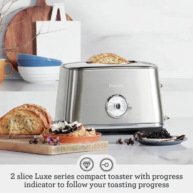 Alt view image 2 of 6 - Breville BTA735BSS Toast Select Luxe Kitchen Toaster, 2 Slice, Brushed Stainless Steel