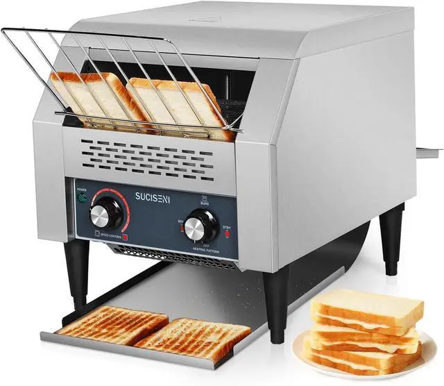 Main image of Commercial Toaster 300 Slices/Hour 1900W Heavy Duty Industrial Conveyor Toaster Stainless Steel Electric Oven with Dual Heating Tube 7-speed Adjustments for Bagel Croissant Restaurant Bakery Cafe