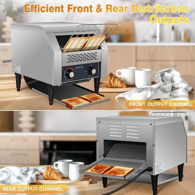 Alt view image 5 of 7 - Commercial Toaster 300 Slices/Hour 1900W Heavy Duty Industrial Conveyor Toaster Stainless Steel Electric Oven with Dual Heating Tube 7-speed Adjustments for Bagel Croissant Restaurant Bakery Cafe