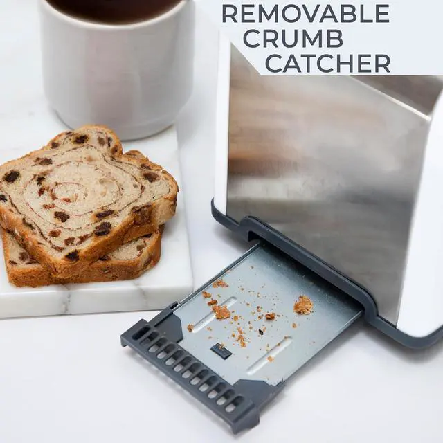 Alt view image 4 of 6 - Rae Dunn Toaster, Stainless Steel 2 Slice Square Toaster, Wide Slot with 5 Browning Levels, with Bagel, Defrost and Cancel Options (White)