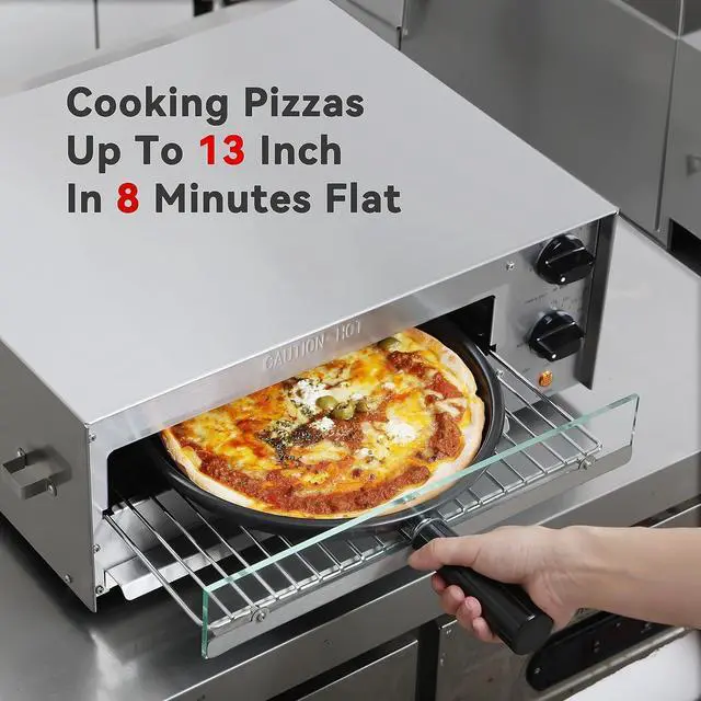 Alt view image 4 of 7 - CROSSON Countertop Electric Frozen Pizza Oven For Indoors with 30-minitue Timer,Glass Door and Interior Light,Commercial Pizza Maker for Restaurant and Home Use,120V/1550W (13 Inch)