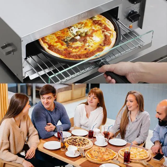 Alt view image 5 of 7 - CROSSON Countertop Electric Frozen Pizza Oven For Indoors with 30-minitue Timer,Glass Door and Interior Light,Commercial Pizza Maker for Restaurant and Home Use,120V/1550W (13 Inch)