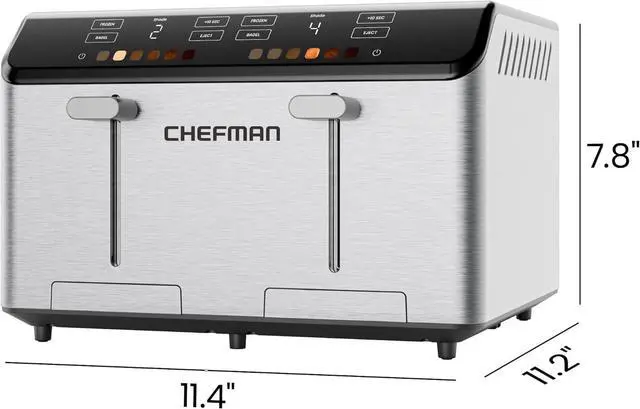 Alt view image 7 of 7 - Chefman Smart Touch 4 Slice Digital Toaster, 6 Shade Settings, Touchscreen Bagel Toaster 4 Slice with Extra-Wide Slots, +10 Seconds, Defrost, Removable Crumb Tray  Stainless Steel
