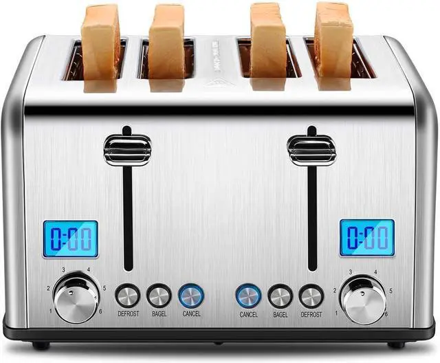 Main image of Countdown Stainless Steel 4 Slice Toaster with Bagel, Defrost, Cancel Function, Dual Toaster, Extra Wide Slots, 6 Shade Settings, Removable Crumb Trays, 1650W