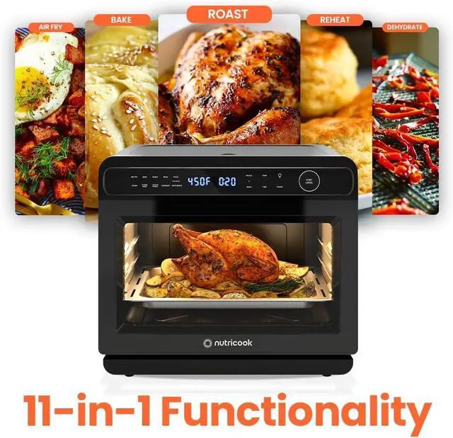 Alt view image 3 of 7 - Steami 11-in-1 Convection Air Fryer, 25QT Countertop Oven for Baking, Roast, Steam, Dehydrate, Pizza - Convection Oven with Accessories for Healthy Cooking Stainless Steel