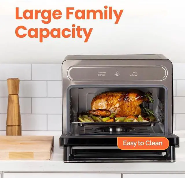 Alt view image 4 of 7 - Steami 11-in-1 Convection Air Fryer, 25QT Countertop Oven for Baking, Roast, Steam, Dehydrate, Pizza - Convection Oven with Accessories for Healthy Cooking Stainless Steel