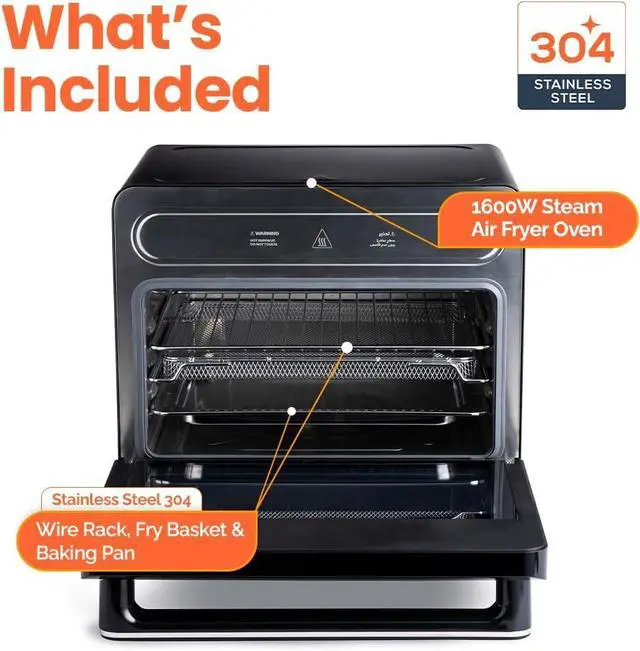 Alt view image 5 of 7 - Steami 11-in-1 Convection Air Fryer, 25QT Countertop Oven for Baking, Roast, Steam, Dehydrate, Pizza - Convection Oven with Accessories for Healthy Cooking Stainless Steel