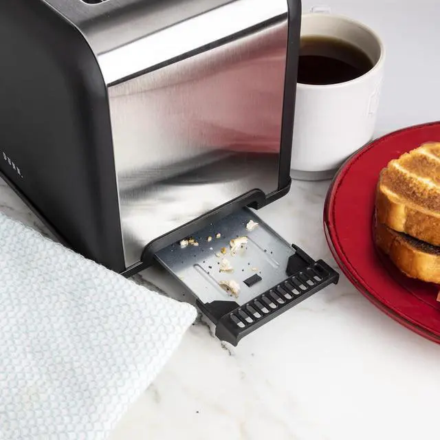 Alt view image 4 of 7 - Rae Dunn Toaster, Stainless Steel 2 Slice Square Toaster, Wide Slot with 5 Browning Levels, with Bagel, Defrost and Cancel Options (Black)
