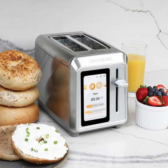 Alt view image 2 of 7 - Kalorik Toaster VIVID TOUCH Series 2-Slice with Large High-Resolution Touchscreen and Customizable Cooking Presets by Bread Type, Features Wide Slots and High Lift Lever, 1000-Watts, Stainless Steel