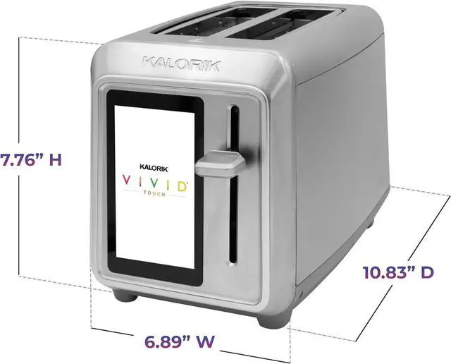 Alt view image 7 of 7 - Kalorik Toaster VIVID TOUCH Series 2-Slice with Large High-Resolution Touchscreen and Customizable Cooking Presets by Bread Type, Features Wide Slots and High Lift Lever, 1000-Watts, Stainless Steel