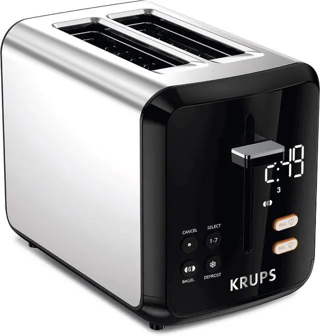 Main image of KRUPS KH320D50 My Memory Digital Stainless Steel Toaster, 7 Browning Level with personalized setting, Black