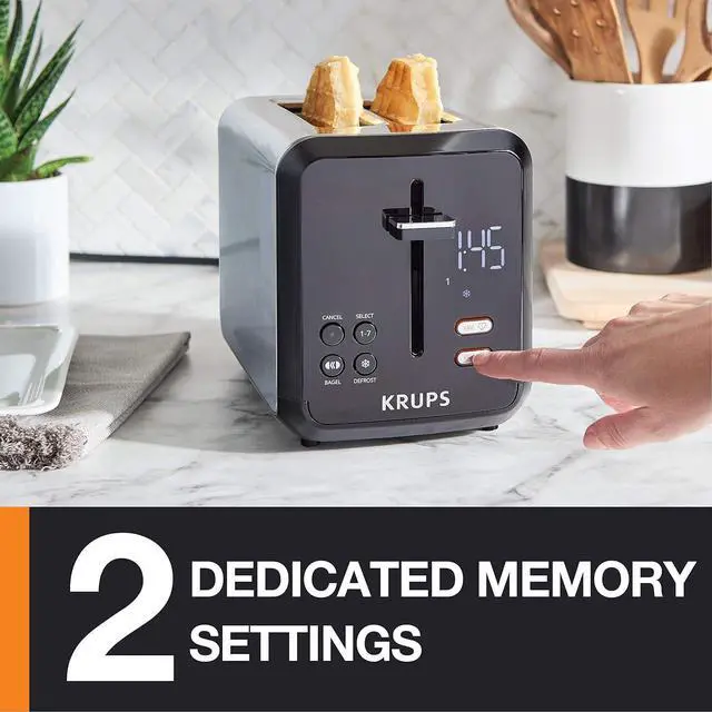 Alt view image 3 of 7 - KRUPS KH320D50 My Memory Digital Stainless Steel Toaster, 7 Browning Level with personalized setting, Black