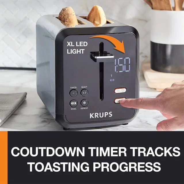 Alt view image 4 of 7 - KRUPS KH320D50 My Memory Digital Stainless Steel Toaster, 7 Browning Level with personalized setting, Black
