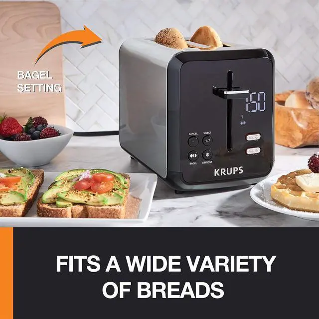 Alt view image 5 of 7 - KRUPS KH320D50 My Memory Digital Stainless Steel Toaster, 7 Browning Level with personalized setting, Black