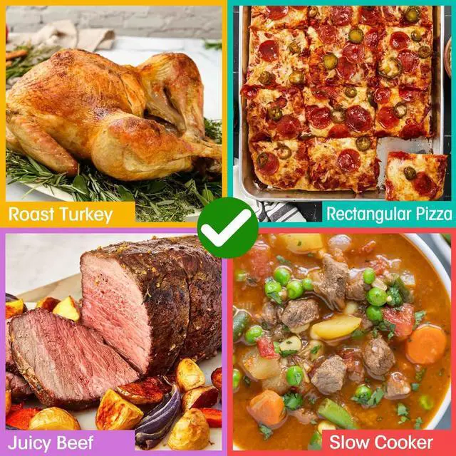 Alt view image 2 of 7 - 14 Quart Electric Roaster Oven, Turkey Roaster Electric, Roaster Oven Buffet, Selfbasting Lid, Removable Pan, Full-Range Temperature Control Cool-Touch Handles, White Body, Black Lid