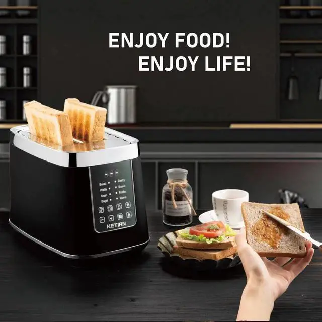 Alt view image 3 of 7 - Smart Toaster Touchscreen, KETIAN Automatic Electric Digital Toaster 2 Slice, 7 Browning Settings, Preset Modes for 7 Types of Bread, 1400W