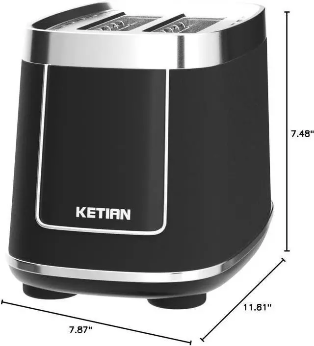 Alt view image 7 of 7 - Smart Toaster Touchscreen, KETIAN Automatic Electric Digital Toaster 2 Slice, 7 Browning Settings, Preset Modes for 7 Types of Bread, 1400W