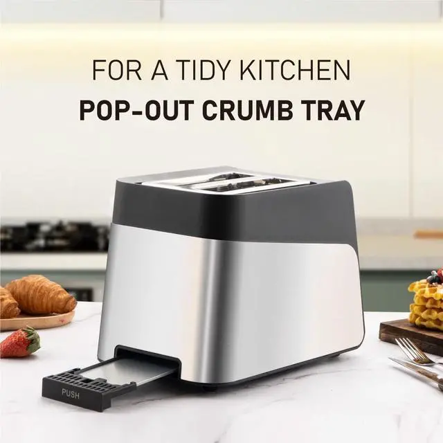 Alt view image 6 of 7 - Touchscreen Toaster 2 Slice, KETIAN Bagel English Muffins Toast Pastry Waffles Grain Sweet Bread Toaster, Extra Wide Slots Single Slot Toasting Automatic Lifting, 1400w (Black)