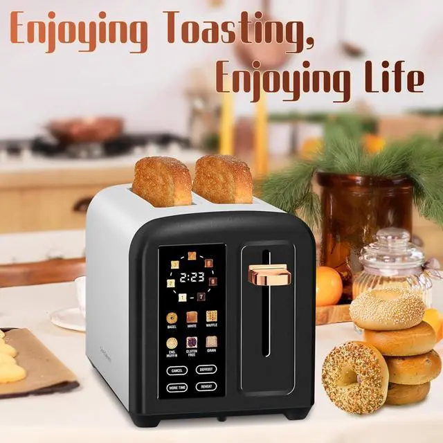 Alt view image 7 of 7 - SEEDEEM Toaster 2 Slice with Touch Screen, Faster Heating Speed, 7 Shade Setting, 6 Bread Type, 1.5Wide Slots Toaster, Removable Crumb Tray, 1350W, Dark Chocolate