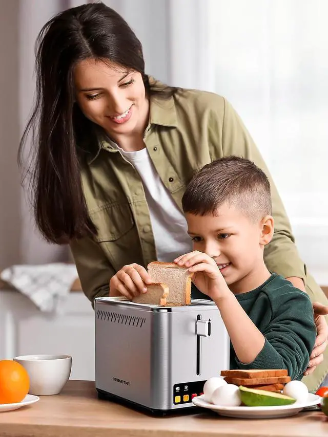 Alt view image 7 of 7 - Touch Screen 2-Slice Toaster with 6 Browning Levels, Bagel, Defrost & Timer, Wide 1.5" Slots, Removable Crumb Tray, 900W Stainless Steel Smart Toaster for Bagels, Breads & Waffles