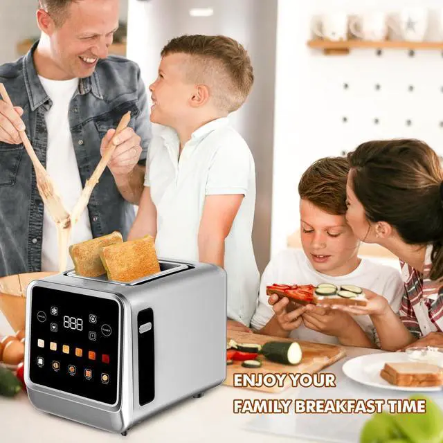Alt view image 7 of 7 - Toaster Touch Screen Toaster 2 Slice with LCD Display Stainless Steel Digital Timer Toasters 6 Bread Types& 6 Shade Settings Smart Extra Wide Slots Tostadora With Bagel Cancel,Defrost Functions