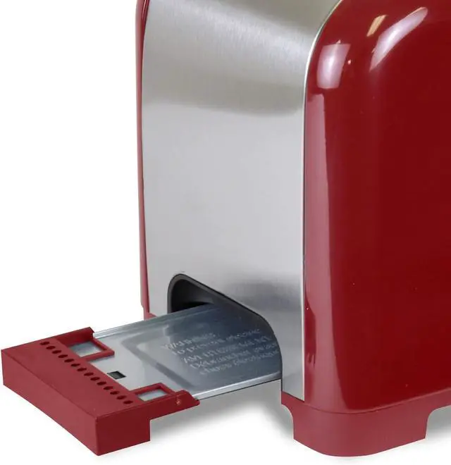Alt view image 6 of 7 - Koolatron Kenmore 2-Slice Toaster, Stainless Steel, Red and Silver, with Extra Wide Slots, Self-Adjusting Bread Guides, Defrost, Bagel and Removable Crumb Tray, Small (KKTS2SR AZ)