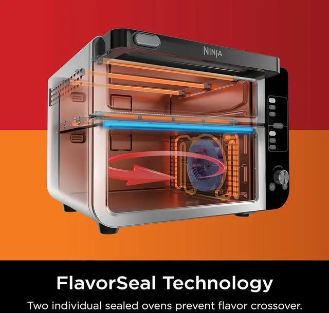 Alt view image 4 of 7 - Ninja DCT451 12-in-1 Smart Double Oven with FlexDoor, Thermometer, FlavorSeal, Smart Finish, Rapid Top Convection and Air Fry Bottom , Stainless Steel