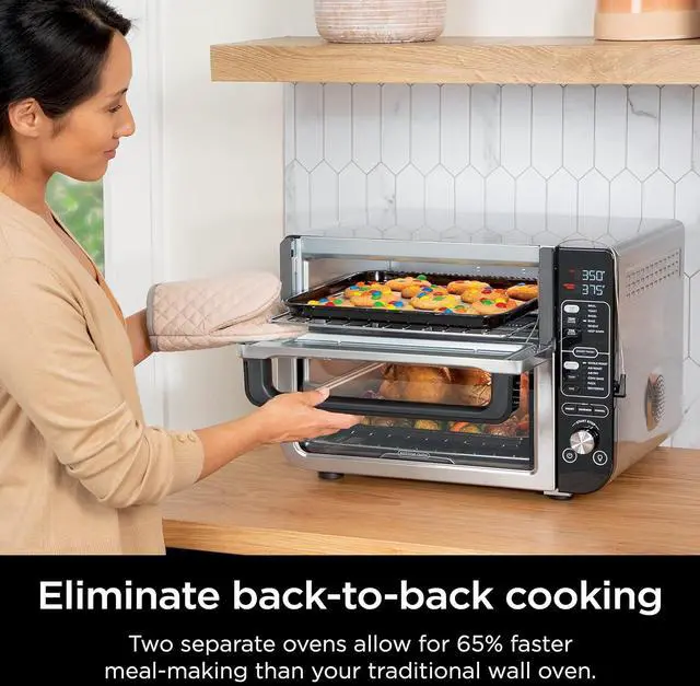 Alt view image 6 of 7 - Ninja DCT451 12-in-1 Smart Double Oven with FlexDoor, Thermometer, FlavorSeal, Smart Finish, Rapid Top Convection and Air Fry Bottom , Stainless Steel