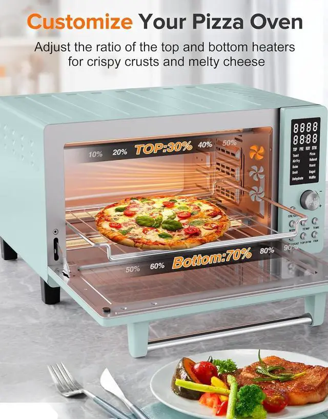 Alt view image 5 of 7 - Nuwave Bravo Pro Smart Air Fryer Toaster Oven Combo, Airfryer Convection Oven Countertop, 12-in-1 Functions with Quicker & Even Crisp Technology, 1800W, 50-450°F, PFAS-Free, 21QT, Mint