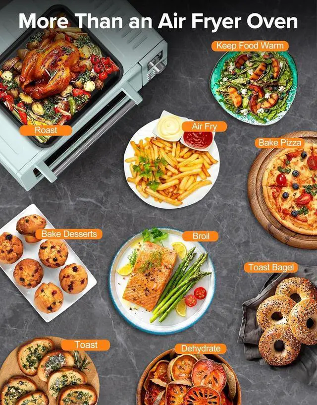 Alt view image 7 of 7 - Nuwave Bravo Pro Smart Air Fryer Toaster Oven Combo, Airfryer Convection Oven Countertop, 12-in-1 Functions with Quicker & Even Crisp Technology, 1800W, 50-450°F, PFAS-Free, 21QT, Mint