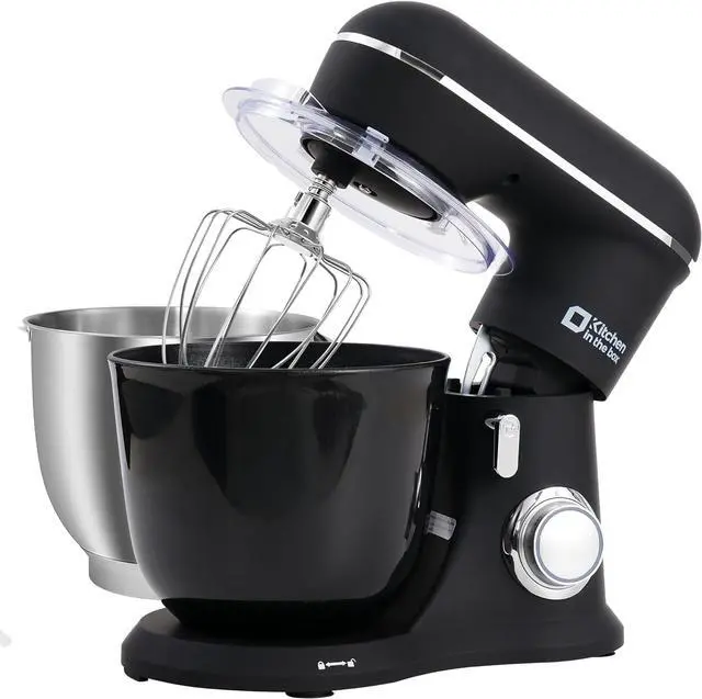 Main image of Kitchen in the box Stand Mixer, 4.5QT+5QT Two bowls Electric Food Mixer, 10 Speeds 3-IN-1 Kitchen Mixer for Daily Use with Egg Whisk,Dough Hook,Flat Beater (Onyx Black, 5QT)