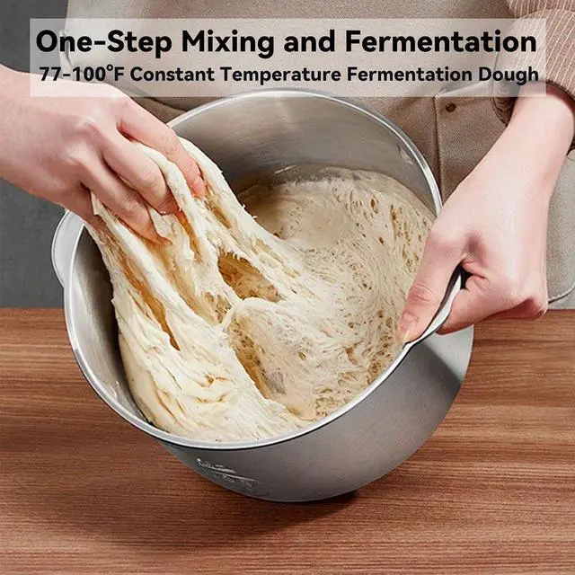 Alt view image 3 of 6 - Dough Mixer 7L Large Capacity Electric Dough Maker with Ferment Function for Baking Bread Dough&Pizza Dough - Dough whisk 304 Stainless Steel Blender Add water/seasoning with Top Small Window