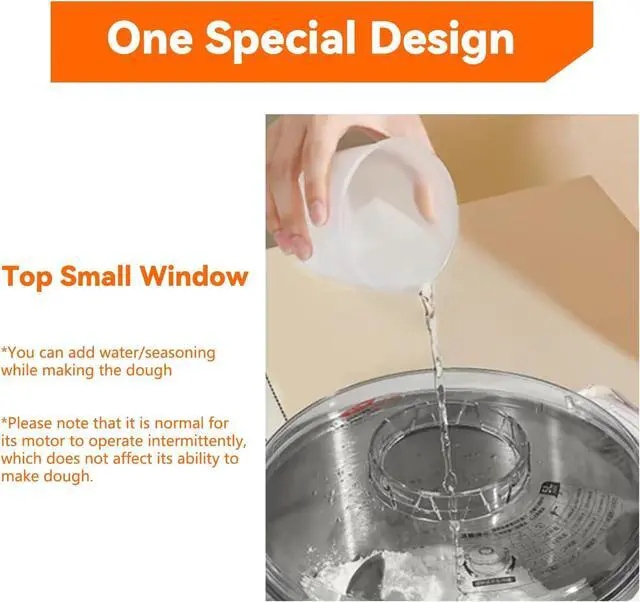 Alt view image 5 of 6 - Dough Mixer 7L Large Capacity Electric Dough Maker with Ferment Function for Baking Bread Dough&Pizza Dough - Dough whisk 304 Stainless Steel Blender Add water/seasoning with Top Small Window