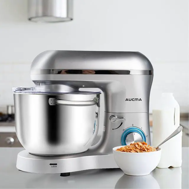 Alt view image 6 of 7 - Aucma Stand Mixer,6.5-QT 660W 6-Speed Tilt-Head Food Mixer, Kitchen Electric Mixer with Dough Hook, Wire Whip & Beater (6.5QT, Silver)