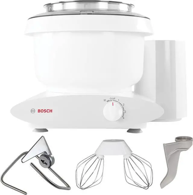 Main image of Bosch Universal Plus Stand Mixer 500 Watt, 6.5 Quarts with Wire Whips, Dough Hook & NutriMill Dough Hook Extender Bundle